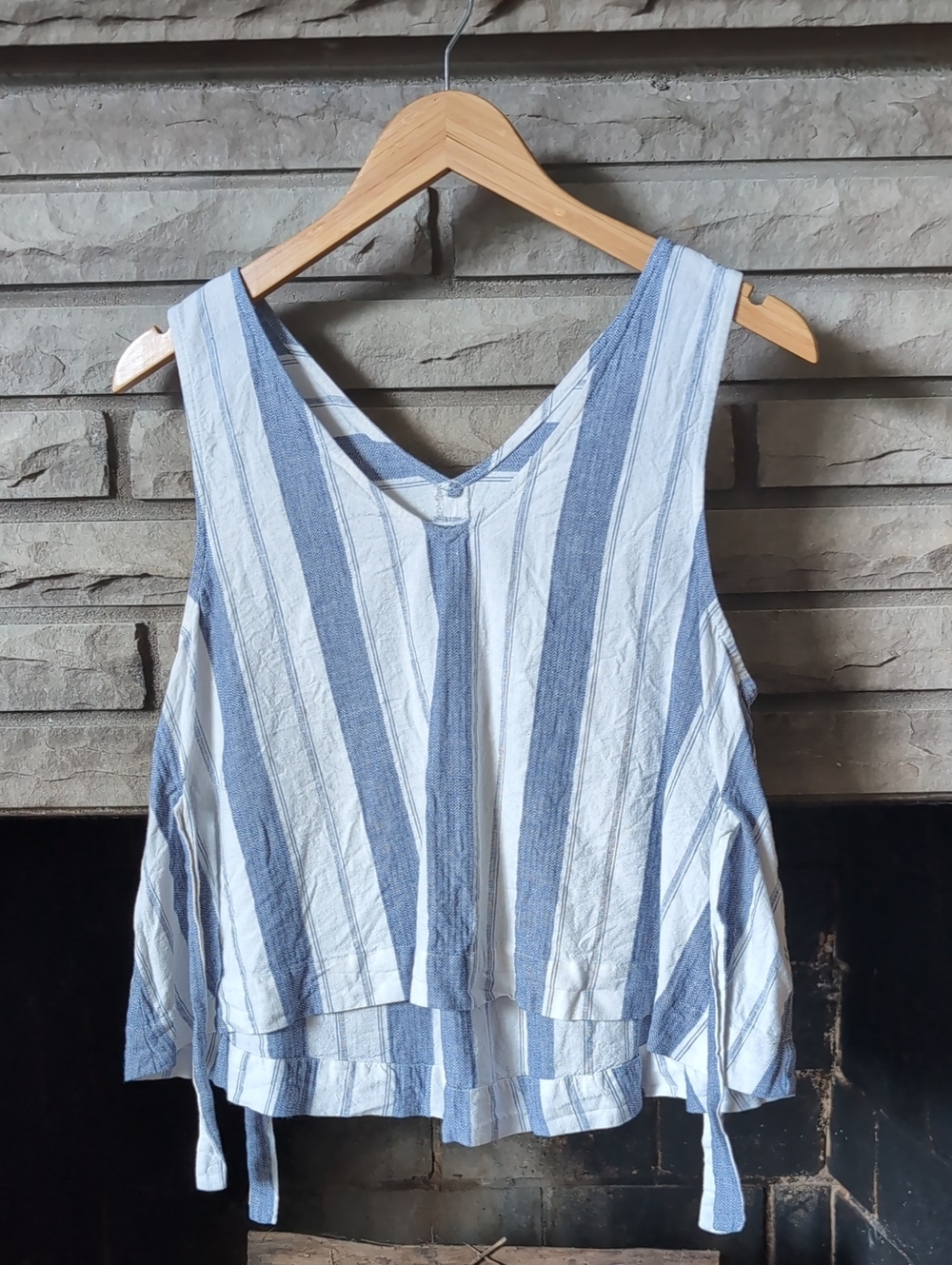 Madewell Blue and White Vertical Stripe Sleeveless Tank Size Medium